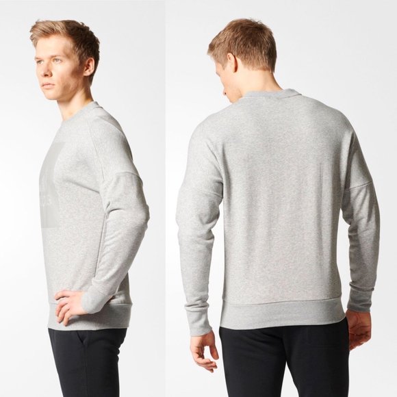 Adidas Sports ID Logo Grey Crewneck Sweatshirt - Picture 3 of 10